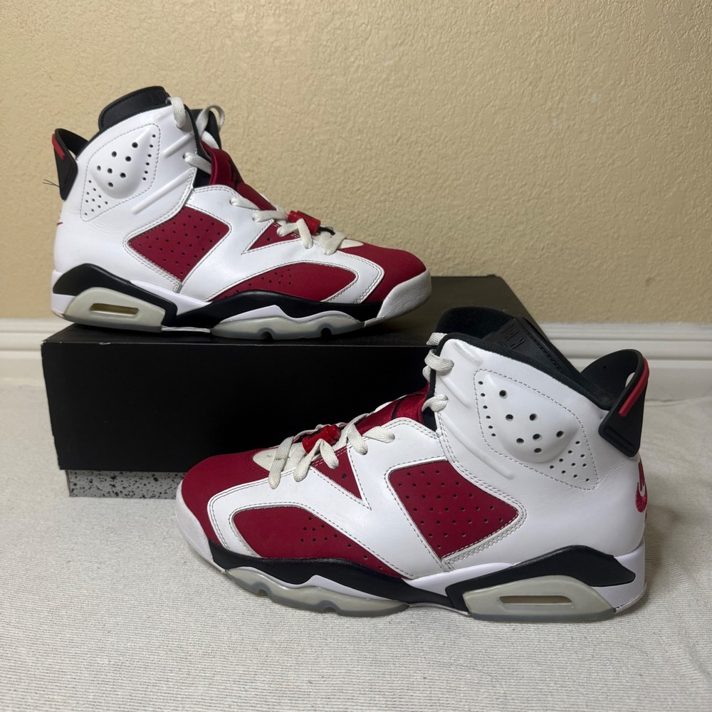 Jordan Retro 6 Carmine Men Size 9.5 White Black Red CT8529-106